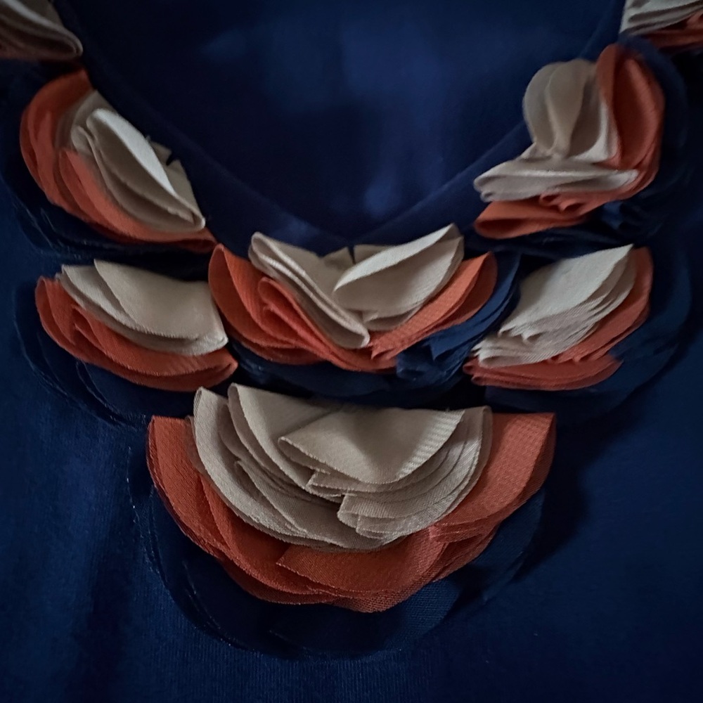 Ruby Rd. Navy Blue Top With Neutral Decorative Ne… - image 2